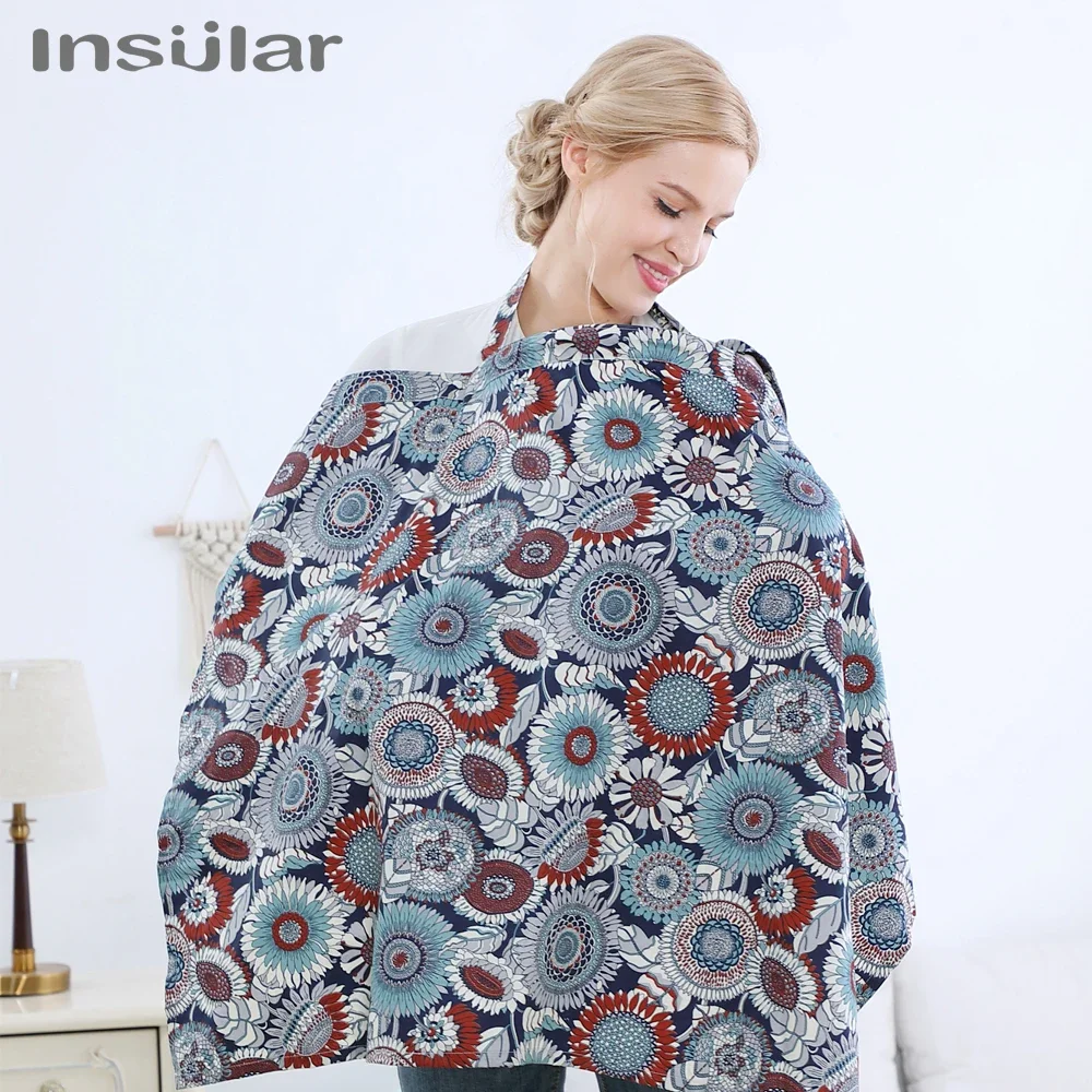 Insular Mother Outing Breastfeeding Towel Cotton Baby Feeding Nursing Covers Printed Anti-glare Nursing Cloth 100cm*70cm