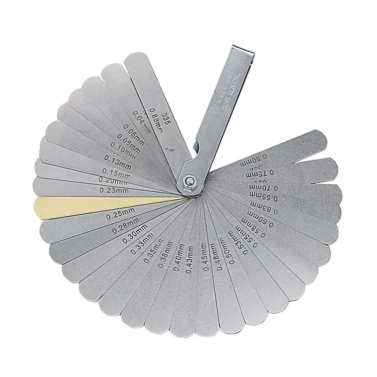 Description Picture 6 of item32 Blades Metric Thickness Gage Set Tappet Valve Feeler Gauge Gauges With Brass Measuring Range 0.04mm - 0.88mm