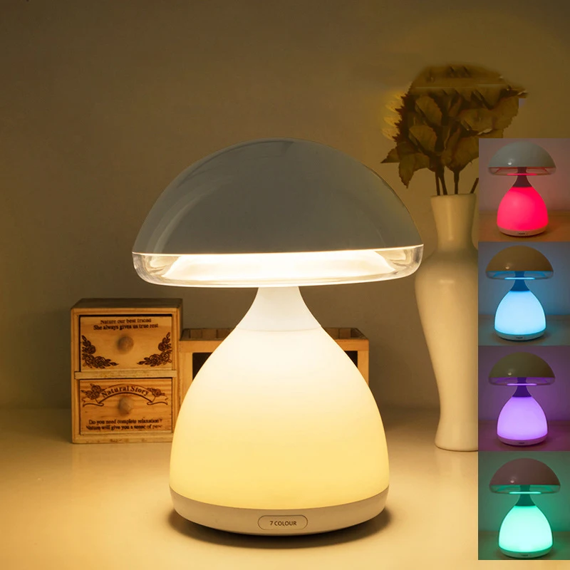 

LED Mushroom Small Table Lamp Portable USB Charging Dimmable Flower Bud Lamp Bedroom Bedside Lamp