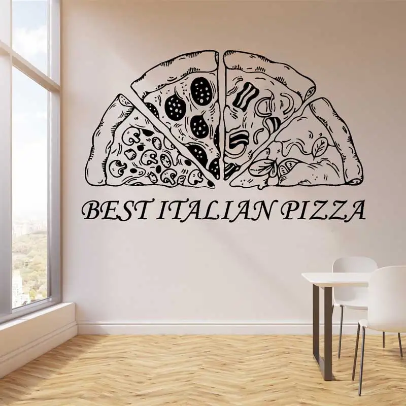 Italiano Fetta Di Pizza Vinile Adesivo Da Parete Pizzeria Western Restaurant Cafe Door Window Glass Shop Segno Adesivo Murale Regalo Art Deco
