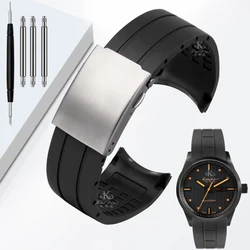 Premium 23mm/22mm Silicone Rubber Watch Strap - Versatile Design for Sophisticated Timepieces (A black silver)