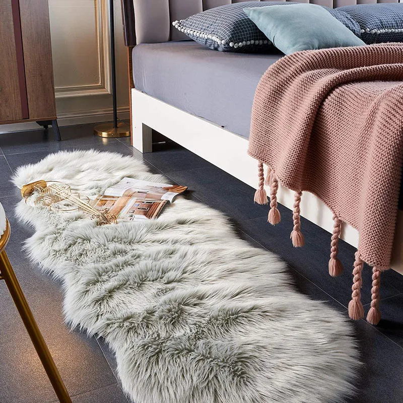 

Luxury Fluffy Rugs Living Room Modern Furry Carpet Bedside Bedroom Area Rugs Plush Children Princess Room Decor Floor Mat White