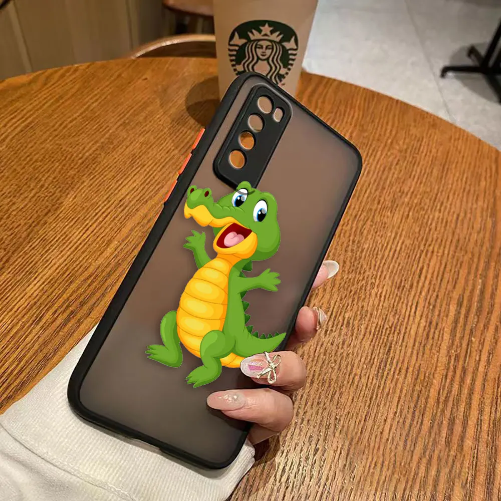 thumbnail image 1 of Funda mate para Huawei NOVA Y70 10 9 8SE 8 7SE 7I 7 6 5I 5 4 3I 4G 5G PC Funda Coque Capa Shell lindo dibujos animados cocodrilo, 1 of 5