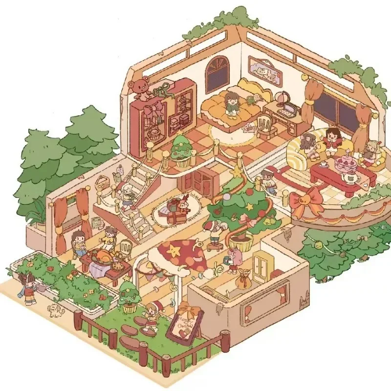 Cartoon Miniature Scene 3D Stickers Retro DIY PET Landscape Stickers Decompression Korean Stationery Scrapbooking Party Favors Keyboard Stickers 3D Stickers 3D Wall Stickers Anime Motion Stickers