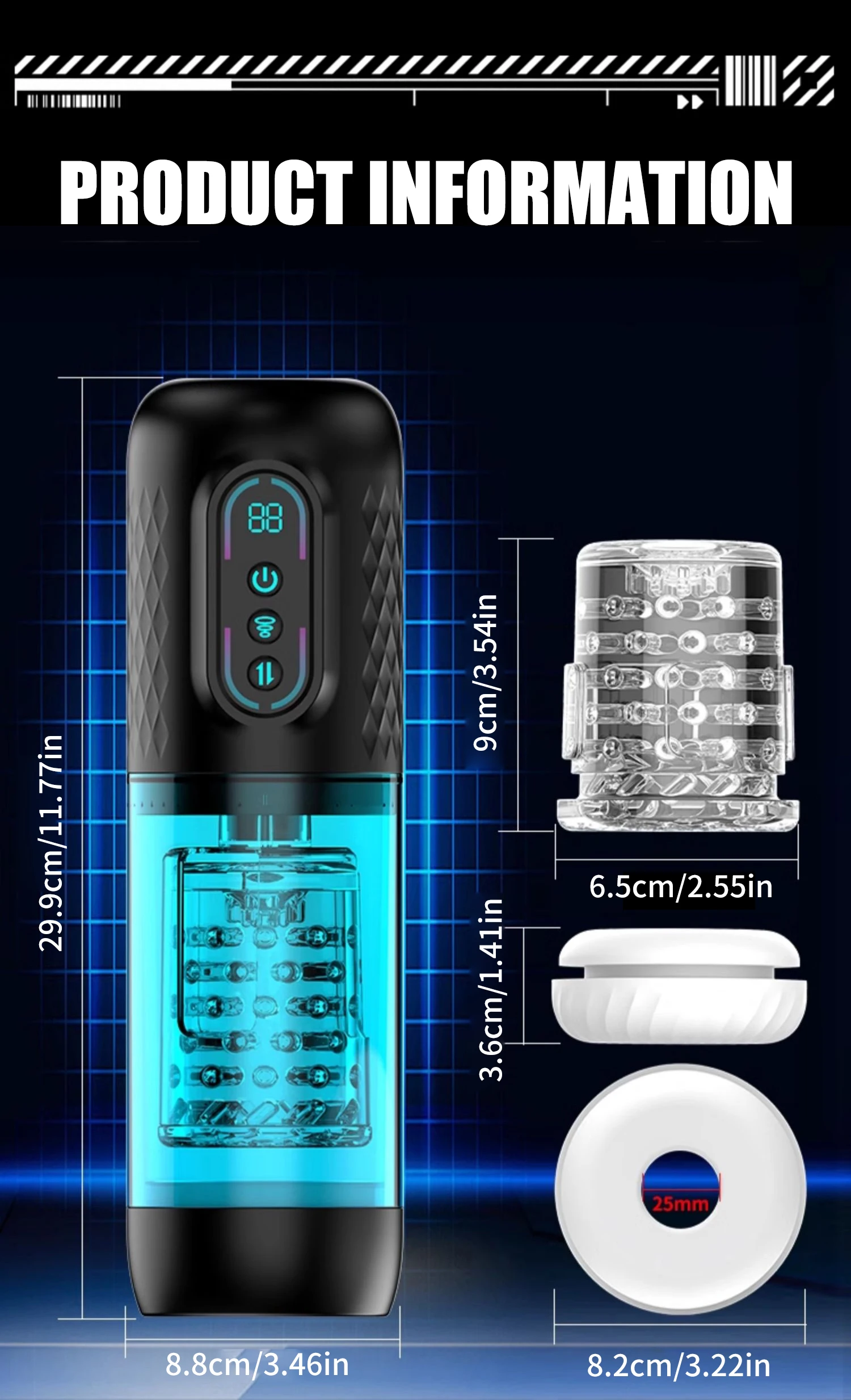 HeartCaptor Electric Thrusting Rotating Piston Stroker for Men Automatic Telescopic Masturbation Cup TPE ABS Material - Details 21