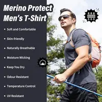 100% Merino Wool T Shirt for Men Short Sleeve Tee 170GSM Men Wool Base Layer Quick Dry Anti-Odor for Travel Hiking USA Size 6