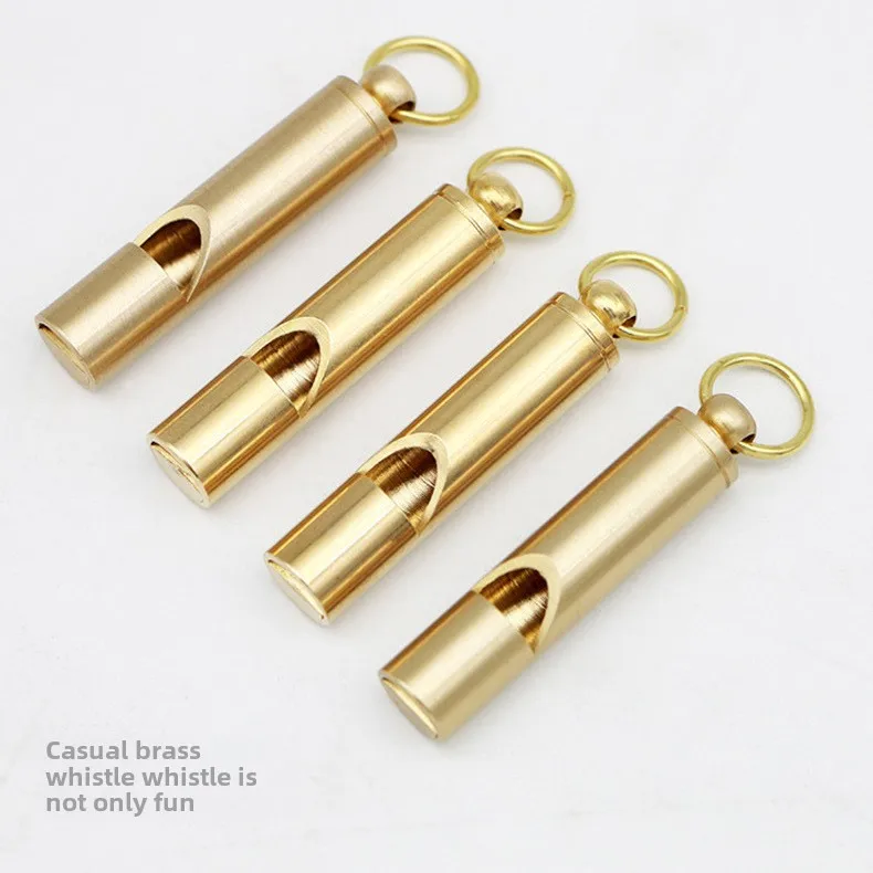 Description Picture 2 of item1Pc Brass Outdoor Sports SOS Whistle Cheerleading Whistles Survival Equipment Hiking Key Chain Retro Referee Whistle Souvenirs
