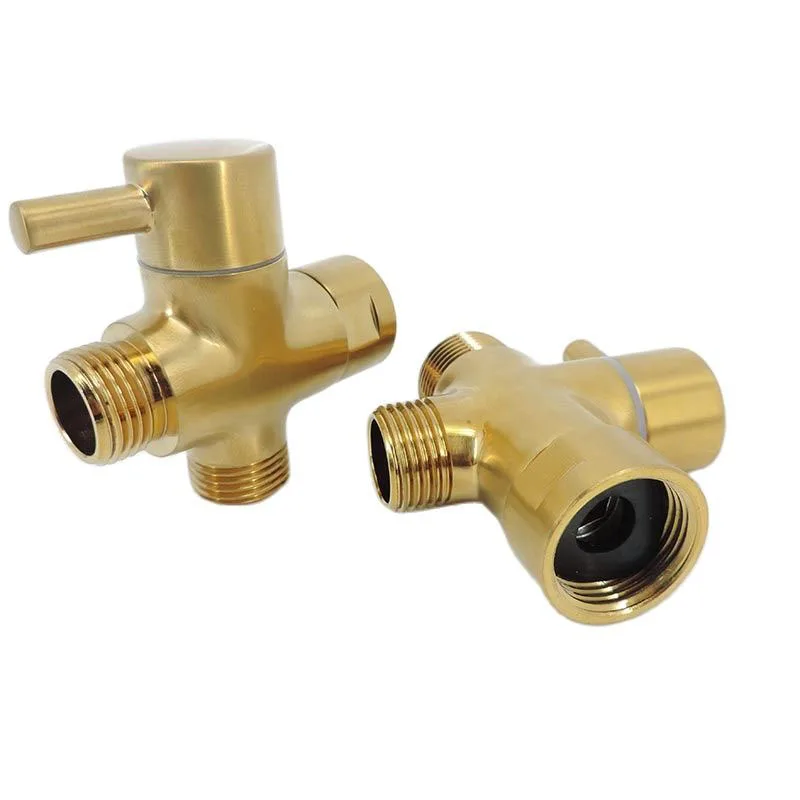 Gold-plating Stainless G7/8" G1/2" T Adapter water tap faucet Diverter Valve 3 way Brass Separator for toilet Shower Head Tee