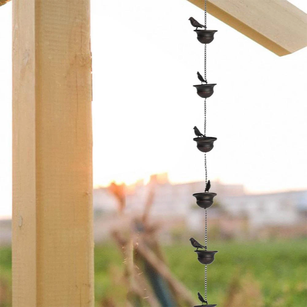 2.4M Mobile Iron Bird Outdoor Rain Chain Decor Attached Hanger Wind Chimes For Garden Park Home Roof Downspout Decoration rain chain adapter