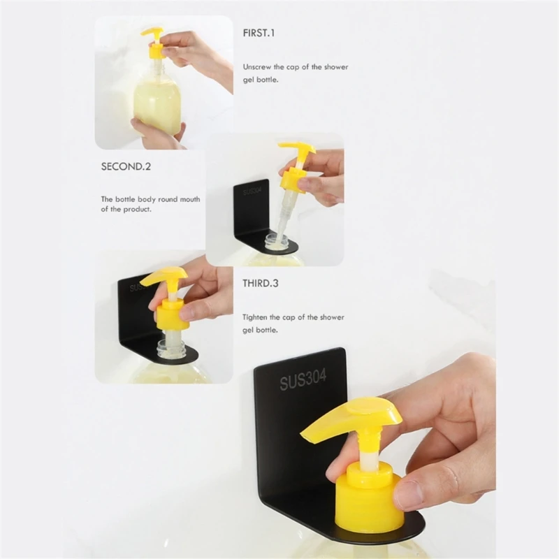 Shower Gel Bottle Rack Hook Hanging Hanger Wall No Drill Paste Bracket Shampoo Soap Liquid Bottle Holder Stand Hook 3