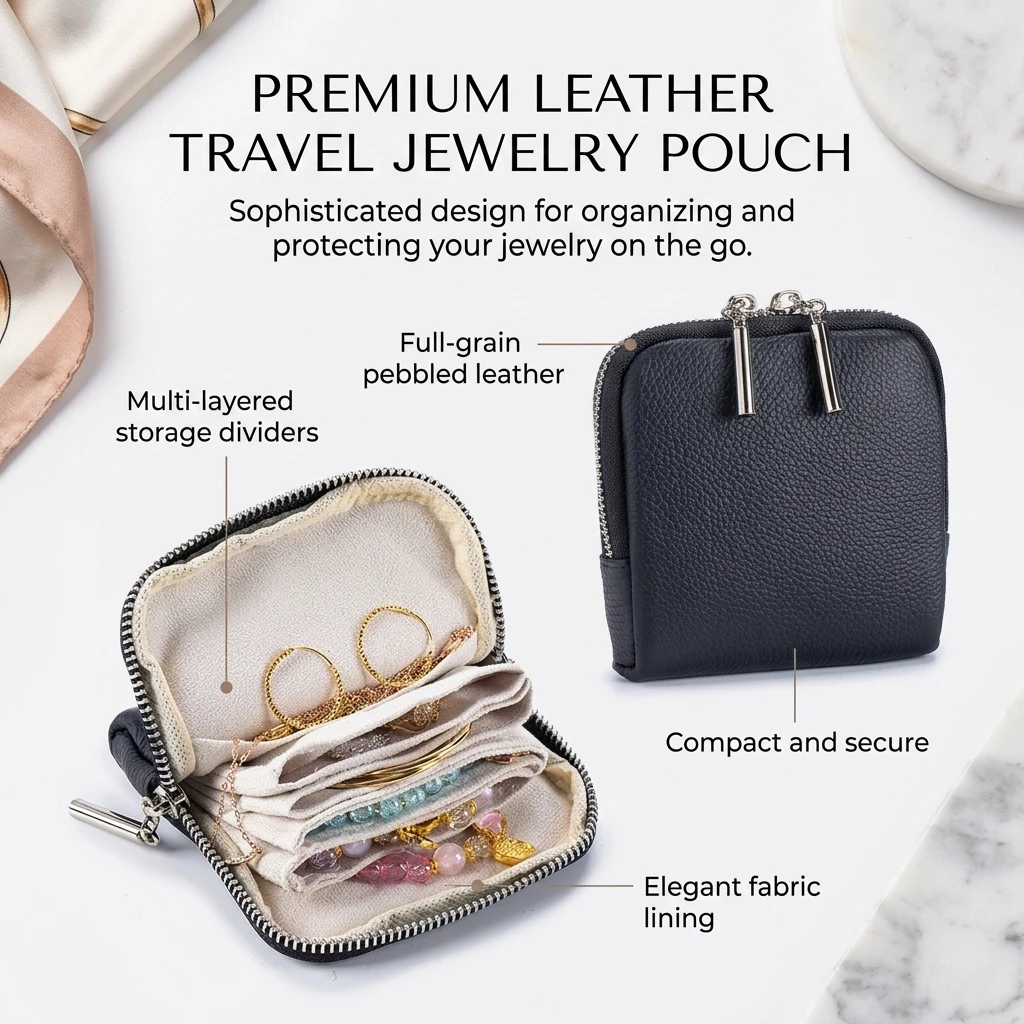 Borsa Organizer per Gioielli in Pelle PU con Design a Strati per Anelli e Bracciali, Custodia Compatta da Viaggio per Donne
