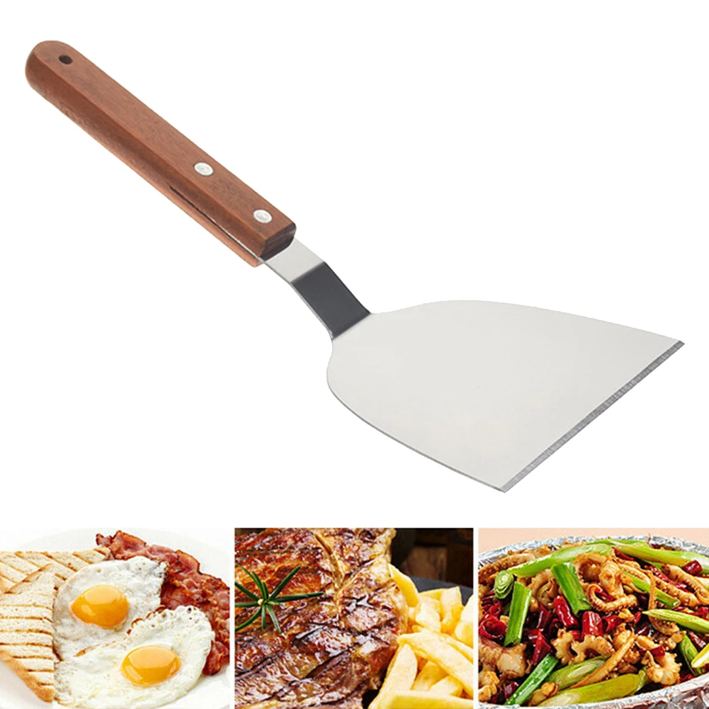 

Stainless Steel Metal Spatula Turner Flat Burger Pancake Pizza Grill Flipper BBQ Baking Tools Teppanyaki Griddle Cooking Utensil