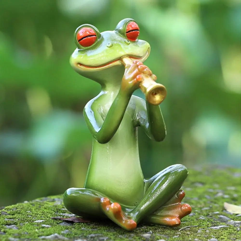 Crafts Resin Frog Statue Creative Cute Animal Sculpture Handicraft Simulated Miniatures Figurine Office