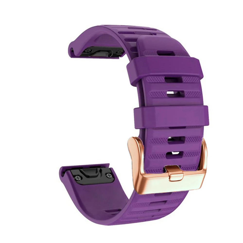 Rose Gold Buckle 20mm Silicone Smartwatch Strap - Quick Release Bracelet Wristband