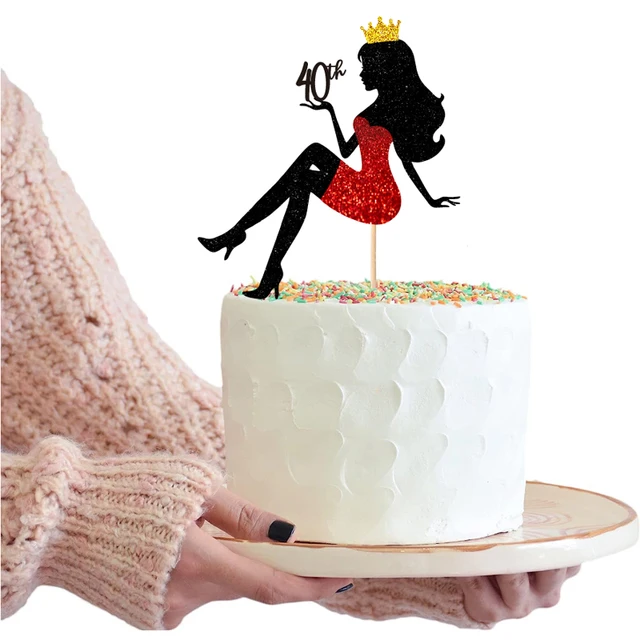 Red High Heels Lady 18 21 30th Happy Birthday Paper Cake Topper Wedding  Girls Cake Toppers for Birthday Party Cake Decorations - AliExpress 15
