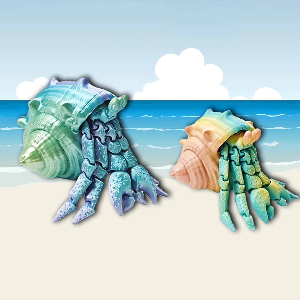3D Printed Hermit Crab Toy Cute Articulated Hermit Crab Model Sea Animal Action Figure Toy for Kids