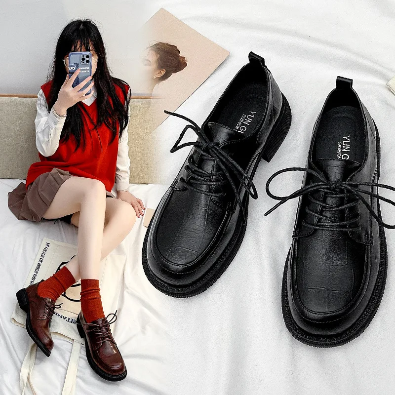 

Летняя обувь для женщин, женская обувь, британский стиль, низкий каблук, оксфорды, Женская Осенняя Универсальная Мода 2024, классический стиль, новый кожаный стиль