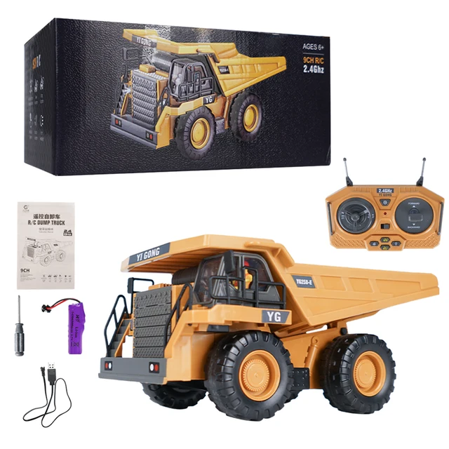 RC Dump Truck 1:24 6 Ch 2.4G Alloy Remote Control Truck 9CH Remote-Controlled Machine Vehicle Toy Machine Model Toys Gift 6