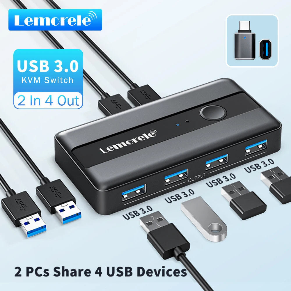 Lemorele Multi-Device USB 3.0 Switch & Peripheral Sharing Hub