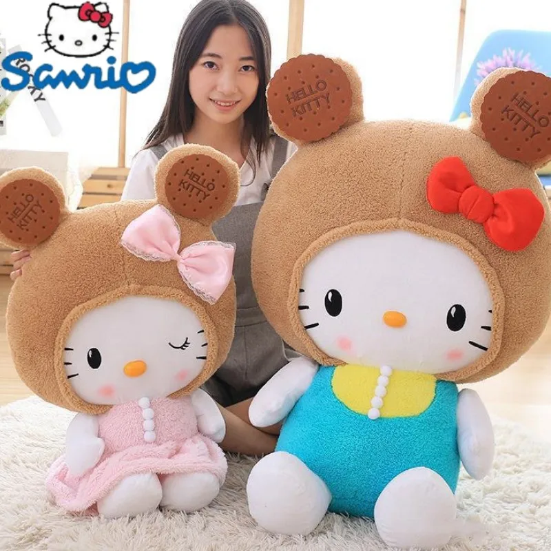 

70cm Sanrio Kawaii Biscuit Hellokitty Plush Toy Stuffed Soft Doll Cat Pillow Cartoon Home Decoration Toys Holiday Birthday Gift