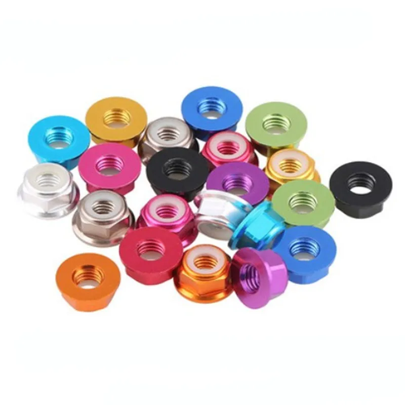 Nylon lock nut 2-10pcs aluminum flange nylon lock nut m2 m2.5 m3 m4 m5 m6 m8 Motor Screw Nuts Nylon Insert Self Lock Flange Nut CW for RC