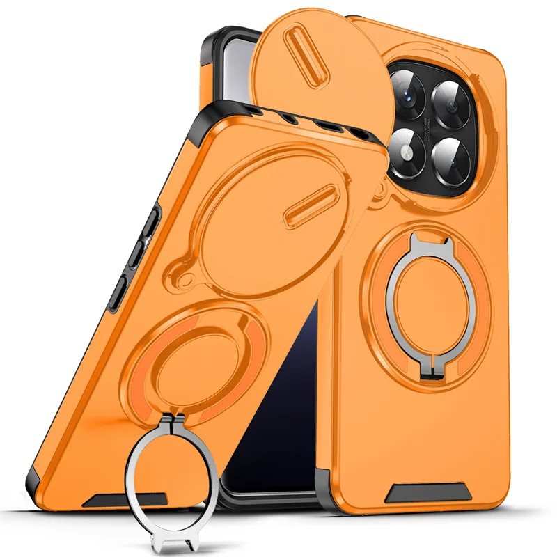 Armor Protective Case with Slide Lens Cover and Ring Stand