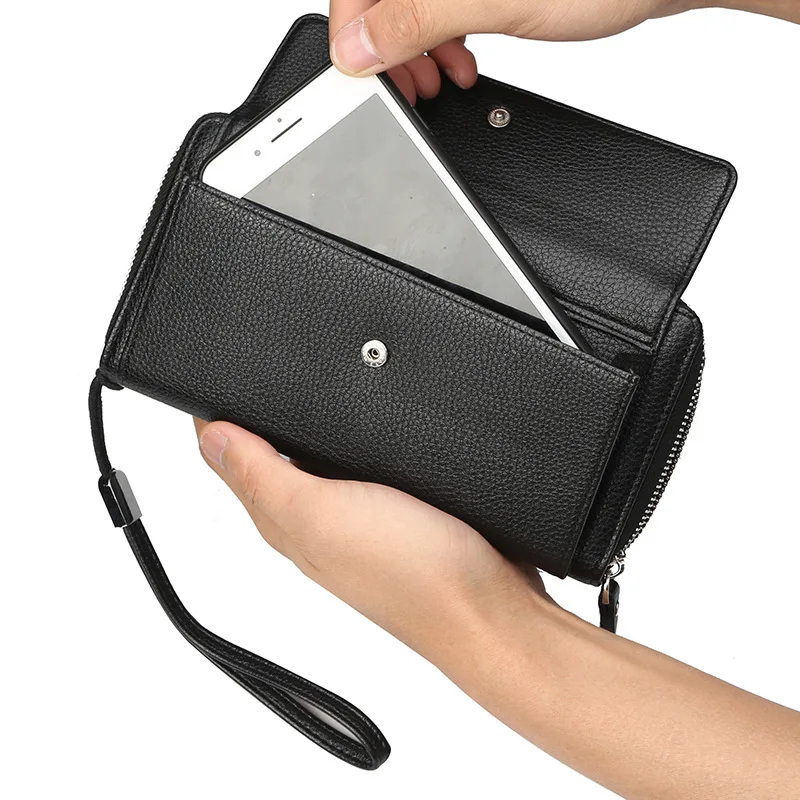 Men's New Business Casual Large Capacity Litchi Texture Multi Card Holder Clutch