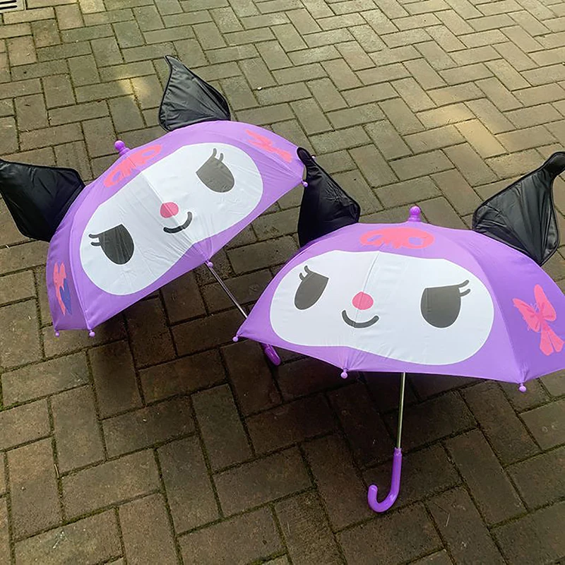 

Cartoon Kuromi Safety Fillet Child Umbrella Girl Pupils Reflective Cute Cartoon Small Portable Long Handle Child Gift