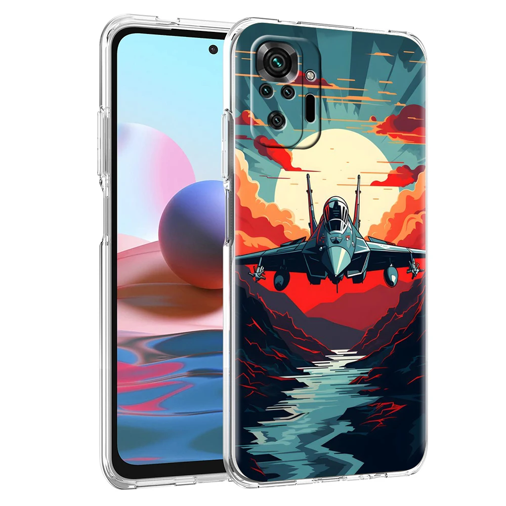 Sky Jet Fighter Handy hülle Abdeckung für Redmi 12 Note 10 11 11t 7 8 8t 9 k40 Gaming 9a 9c Pro plus 5g transparente Shell Capas Taschen – Detail 4