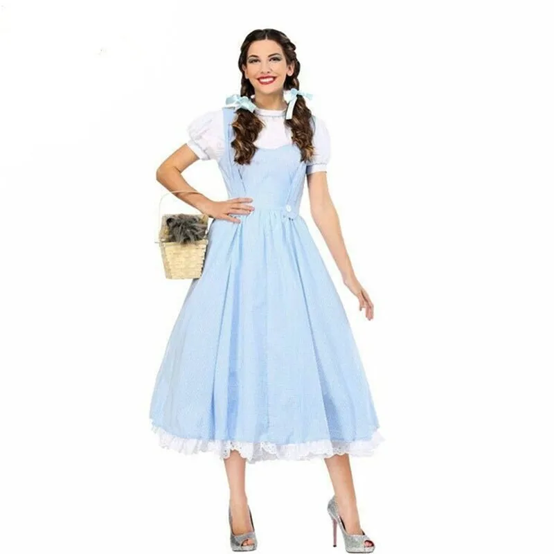 

Halloween Alice in Wonderland Sweet Classic Lolita Maid Cosplay Costume Japanese Anime Pastoral Style Farm Fancy Dress