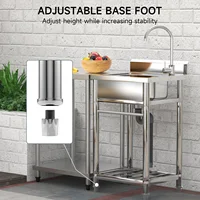 Utility Sink Stainless Steel Commercial Restaurant Kitchen Sink with Cold & Hot Water Pipe, Laundry Tub For Indoor Outdoor 2