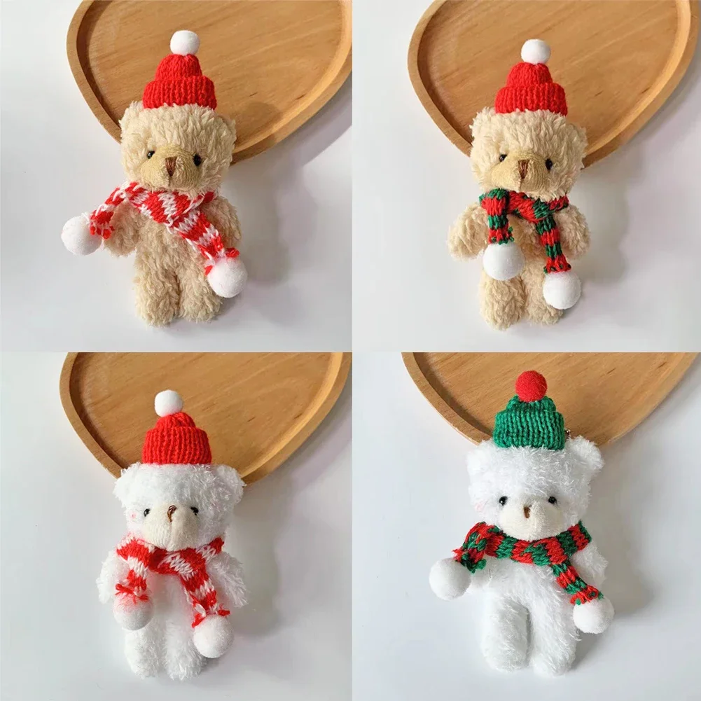 15cm Kawaii Teddy Bear stuffed animal keychain plush doll Christmas decorations Keychain Cartoon Christmas Bear Plush Doll Key Chain Bag Pendant For Girl Christmas Gifts