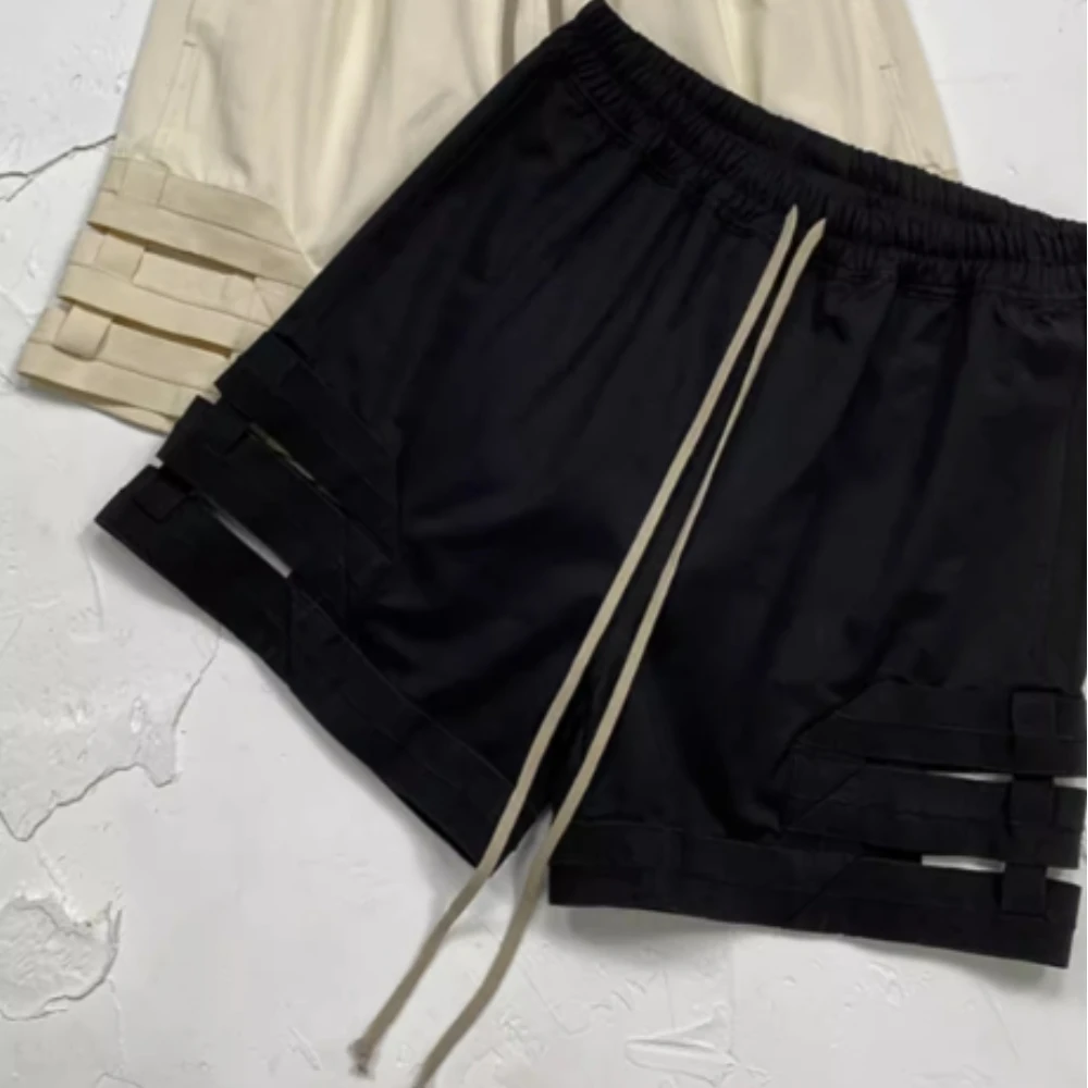 

24ss летние мужские шорты RO, уличная мода, ленточная панель, полые свободные брюки на шнуровке, повседневные спортивные шорты Рик