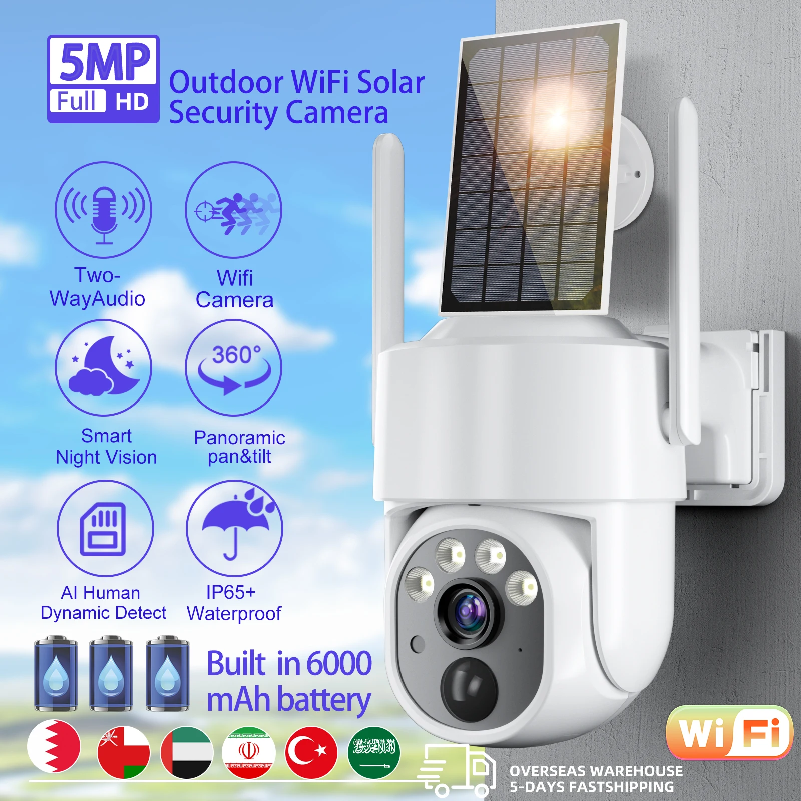 5MP Outdoor Solar Powered Security Camera - PIMWICK 1