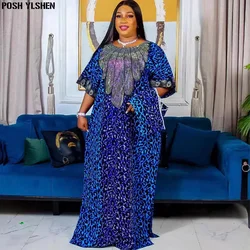 Plus Size Abaya African Dresses for Women 2024 New Traditional Nigeria Sequins Caftan Dress Abaya Musulman Robe Femme Clothes