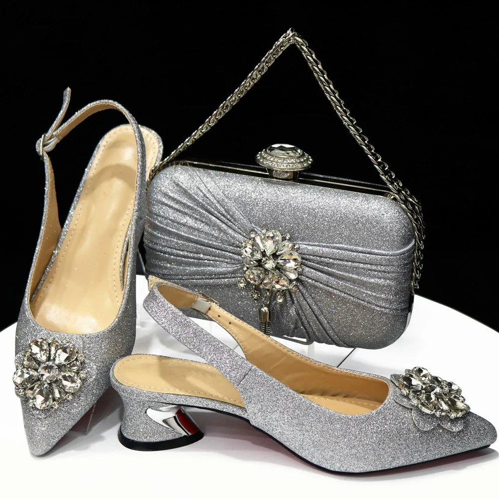 

African Summer Elegant Woman Pumps Shoes And Bag To Match Set Italian Style High Heels Shoes And Bag Set For Party Dress