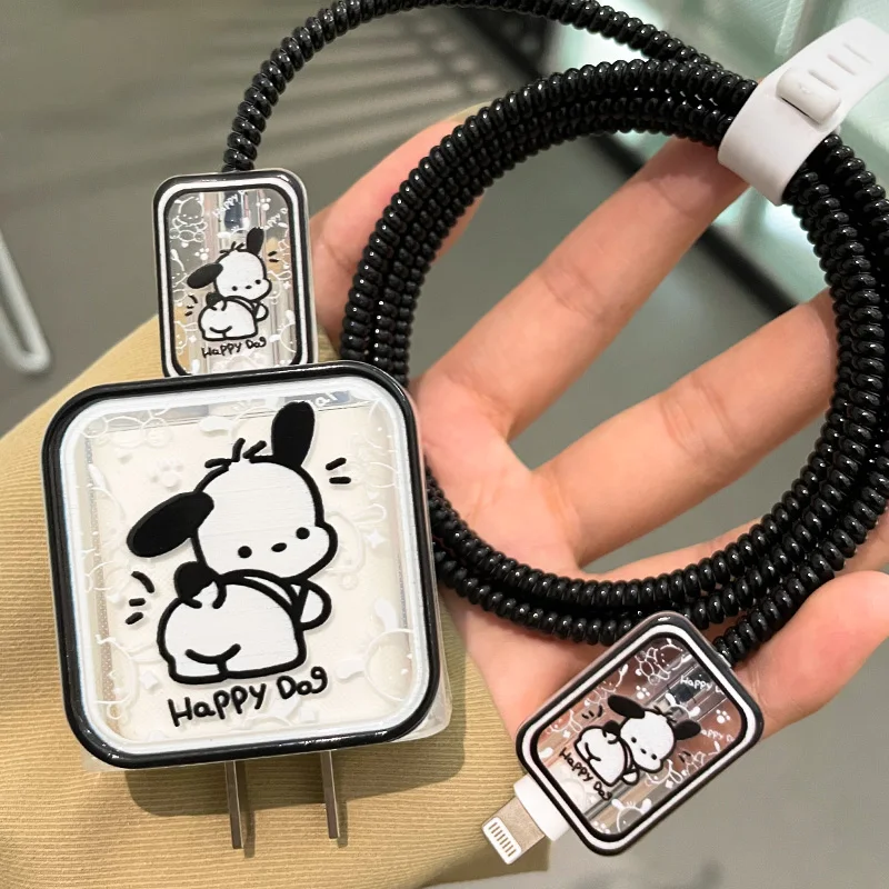 

Sanrio Charger Case Pochacco Iphone 18W/20W Kawaii Anime 3D Model Cartoon Anti Breaking Data Cable Cover Protective Shell Gifts