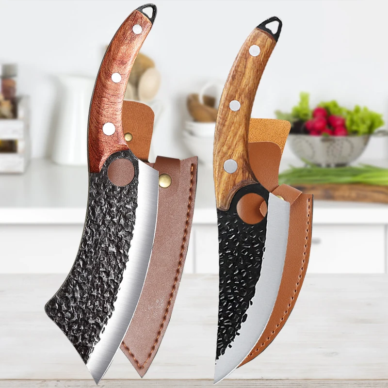 

1-4pcs Forged Kitchen Knife Household Boning Knife Hammer Pattern Vegetable Slicing Knife Stainless Steel Butcher Meat Cleaver