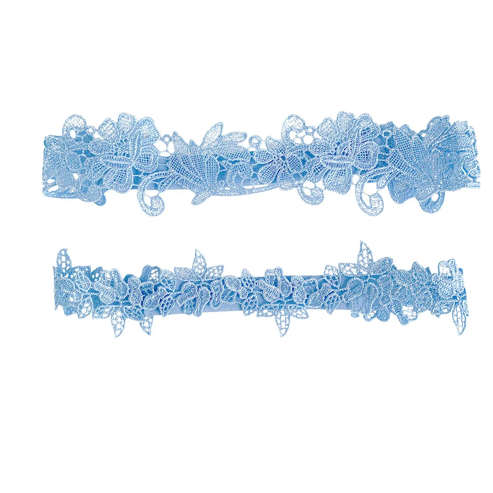 Wedding Garter Set Lace Appliques Garters Belt Bride Women White Blue Black Garters  Bridal Legs Ring