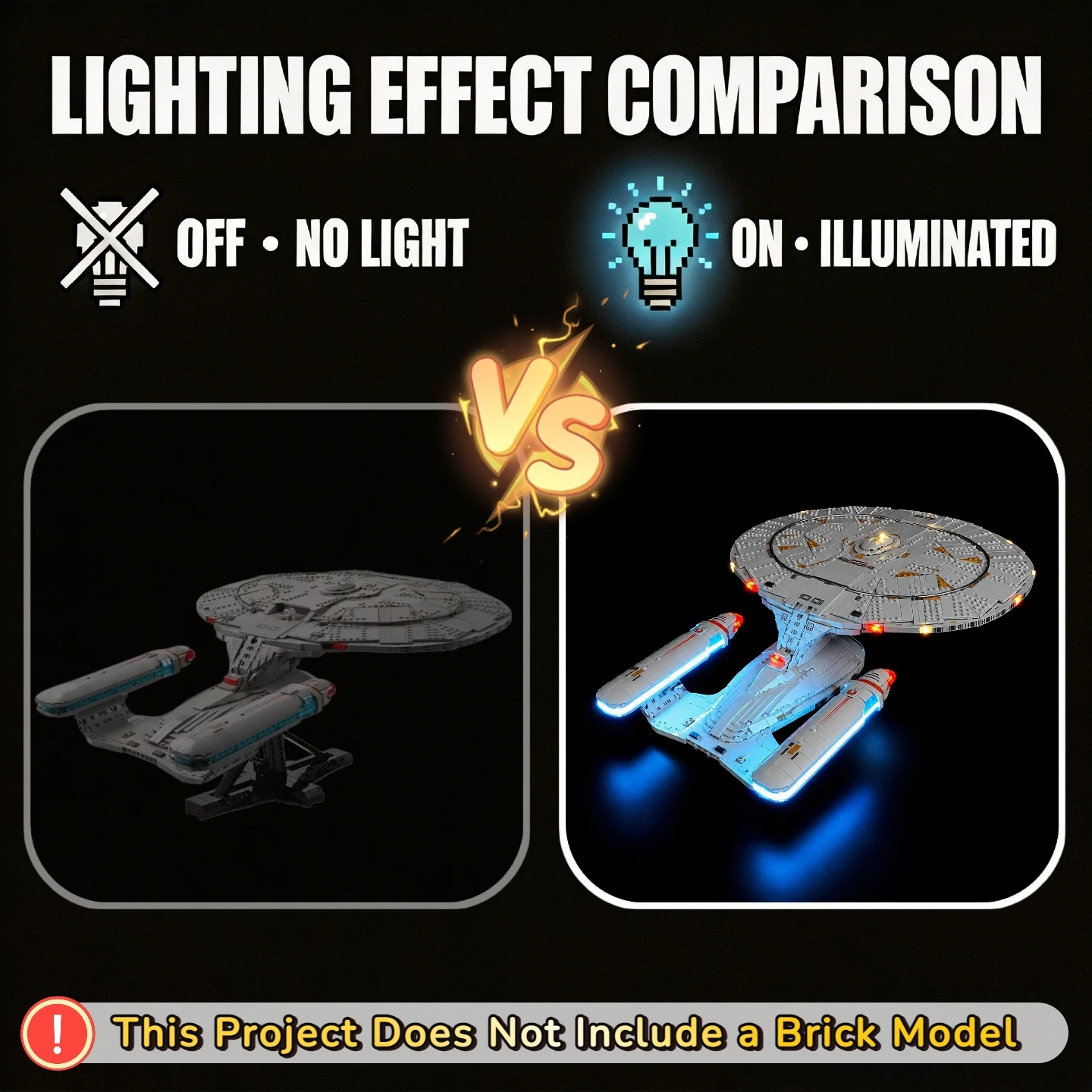 레고 10356 아이콘 스타 트렉: U.S.S.용 HPROSPER 5V LED 조명 엔터프라이즈 NCC-1701-D 장 램프(배터리 박스 포함)
