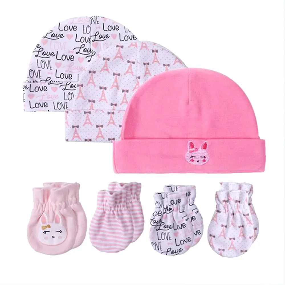 Cotton Anti-scratch Gloves Hat No Scratch Protection Face Gift Newborn Baby Birth Soft Cap Glove Set Simple Kids Infant Supplies