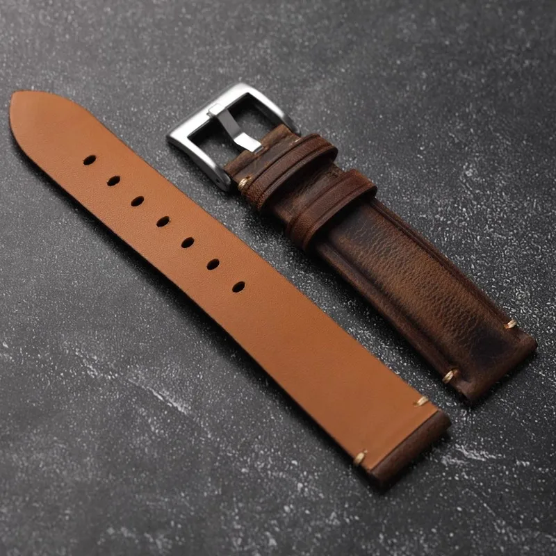 Handmade Vintage Crazy Horse Leather Cowhide Bracelet - Brown