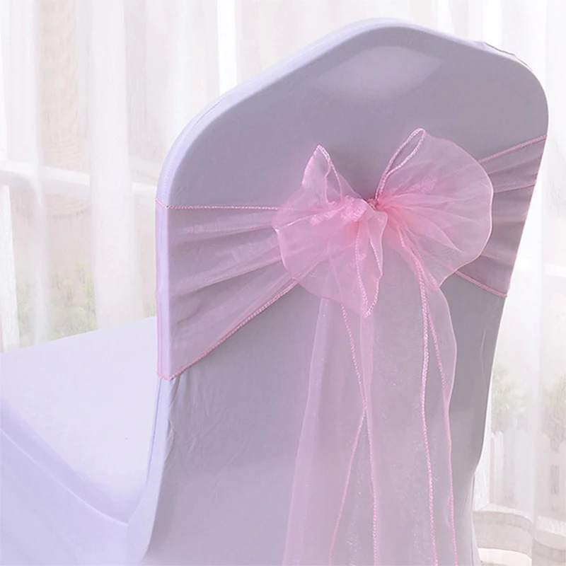 

50/100pcs High Quality Sash Organza Chair Sashes Wedding Chair Knot Decoration Chairs Bow band Belt Ties For Banquet Weddings