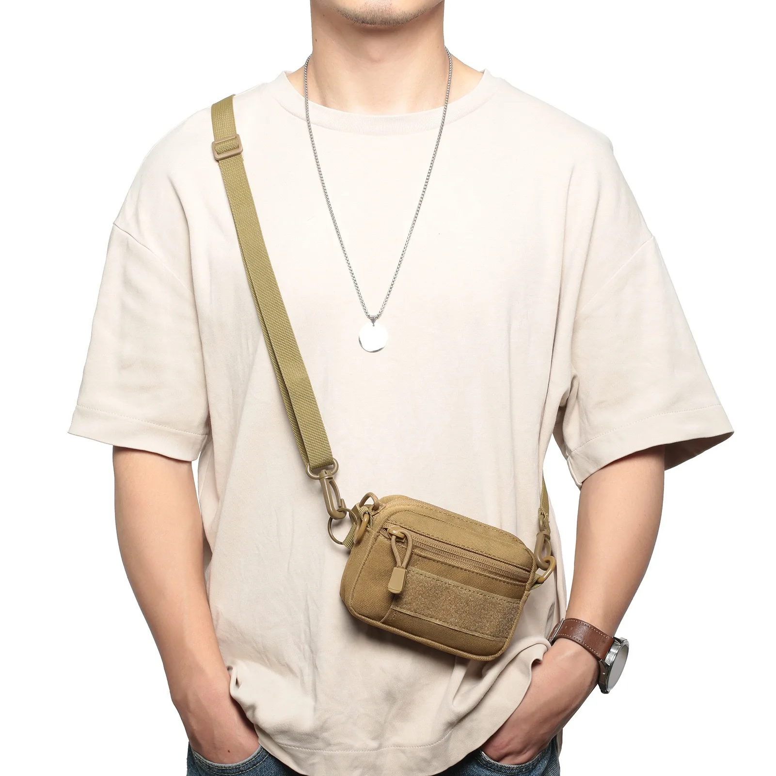 Molle Waist Pack & Shoulder Bag 600D Nylon Organizer for Daily Essentials & Gadgets Tactical EDC Pouch Compact