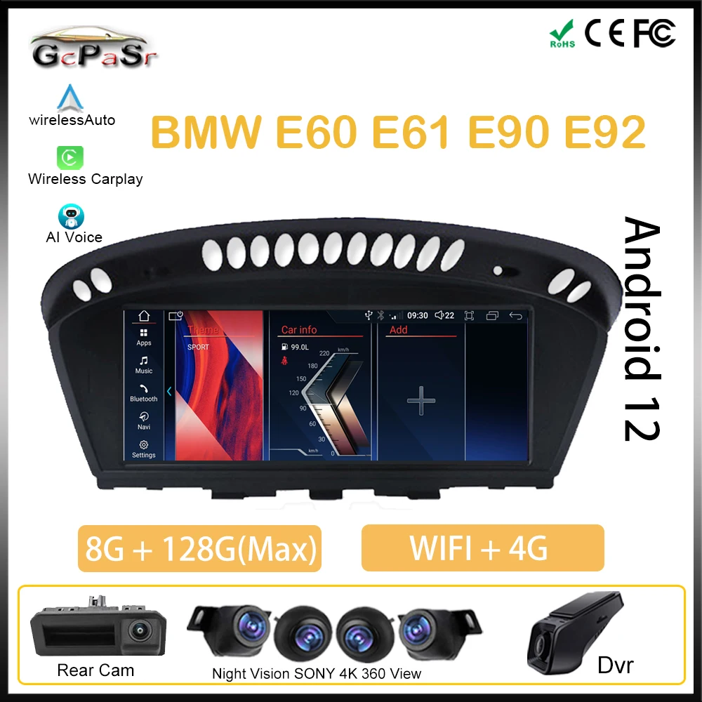 

Android 10 For BMW E60 E61 E90 E92 CCC CIC Car Radio Player Pantalla Monitor GPS Navigation HDR QLED CPU