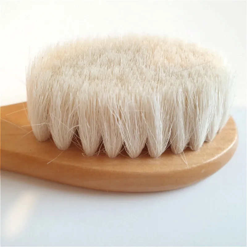 Hair Comb Brush Pure Natural Wool Baby Wooden Brush Comb Hairbrush Newborn Infant Head Massager