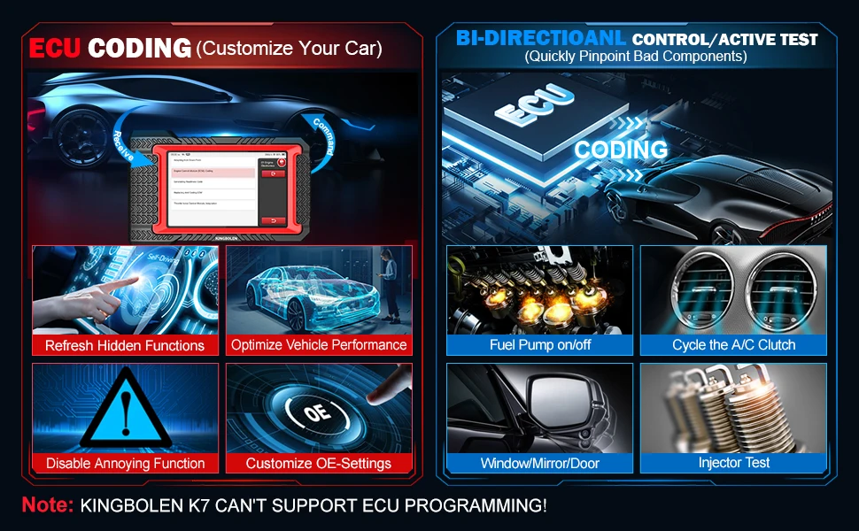 [Kostenlose lebenslange Updates] KINGBOLEN K7 OBD2 Scanner ECU-Codierung Bidirektional 28 Reset-Funktionen Diagnosegerät für ALLE Systeme PK THINKSCAN MAX 2 – Detail 4