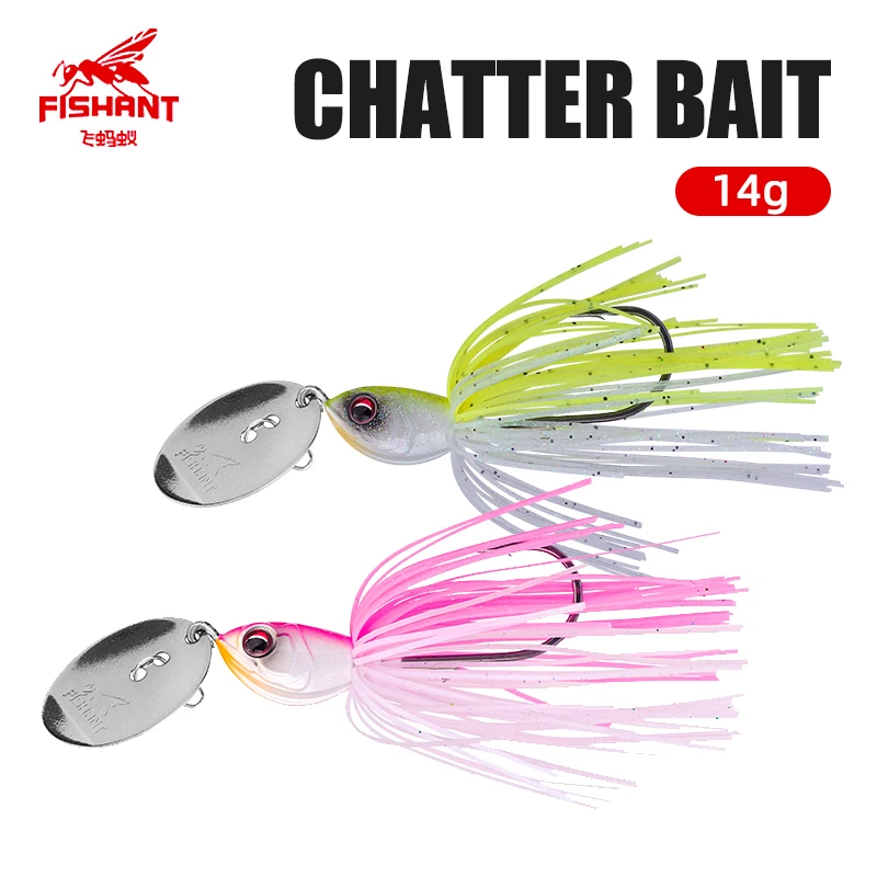 FISHANT 2022 Chatterbait Jigging Fishing Lure 14g Full Swimming Layer  Wobbler Fishlure With Skirt Spin Bait For Bass Perch Pike