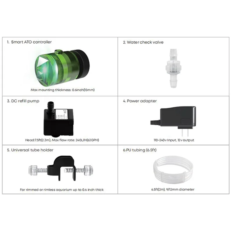 MagTool AUTO TOP Off(ATO) ATO-360P Aquarium Water Refill Pump Smart Automatic Accessory For Fish Tanks And Aquariums Set Filter 6