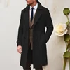 Men's Double-breasted Coat Pure Color Mid-length Woolen Coat Spring Autumn Business Administration Casual Visit Friend